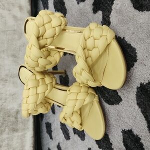 Stunning Yellow Woven Sandal Heels